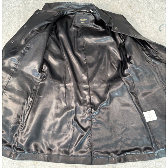Laundry by Shelli Segal Black Leather Military Style Jacket Womens Size M Y2K - Picture 9 of 9